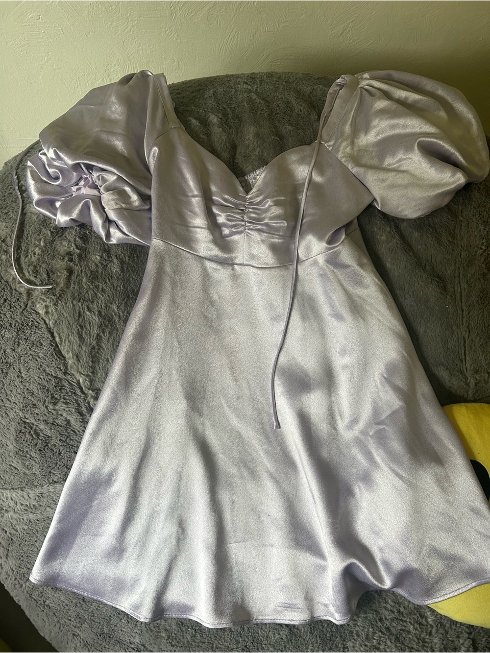 Altar’d State Lilac Satin Puff Sleeve Mini Dress